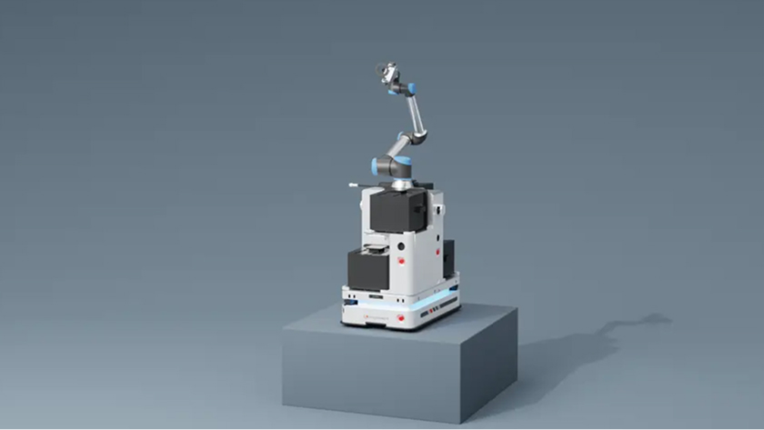 Serie MORA Robot móvil MORA con brazo robótico integrado para automatización avanzada en logística y manufactura.