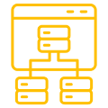 big-data Icono de automatización de decisiones con un engranaje y opciones de validación.