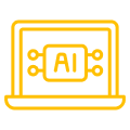 inteligencia-artificial Icono de big data con estructura de datos conectada a un sistema web.