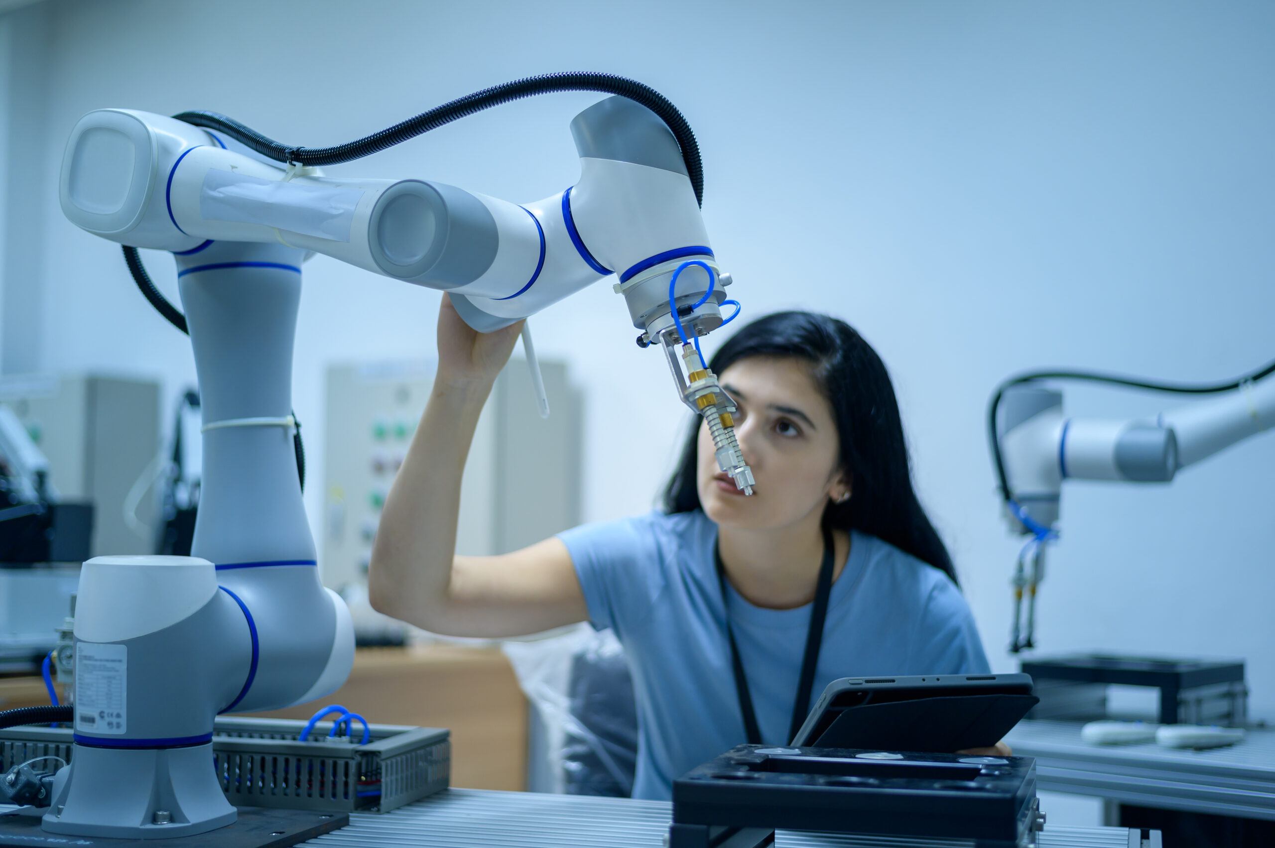 Robotics engineer working with Programming Robot Hand